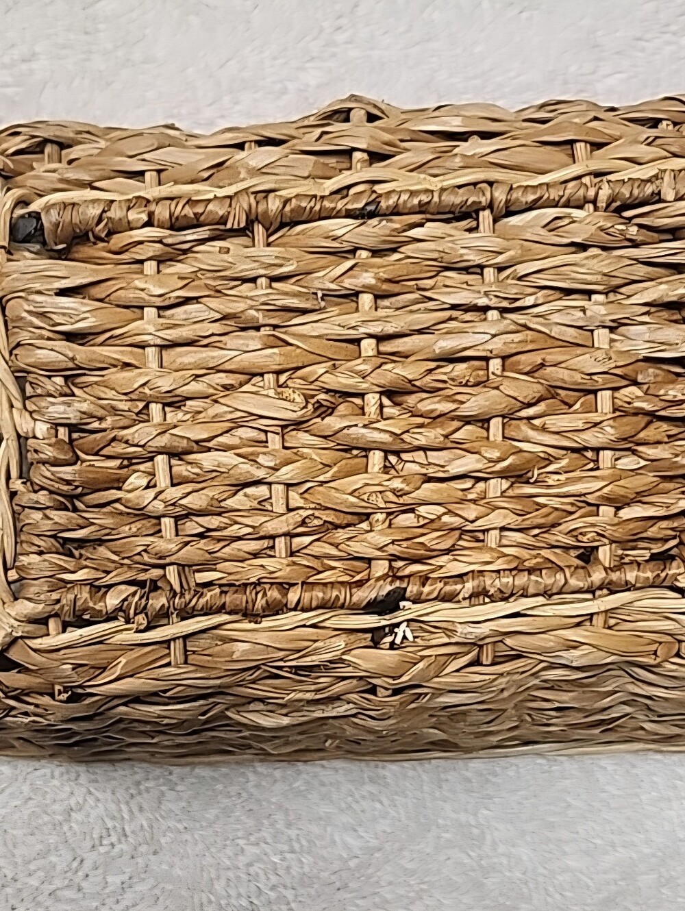 Natural Woven Rectangular Storage Basket - Tan, Wicker Basket With Handles - Picture 6 of 14